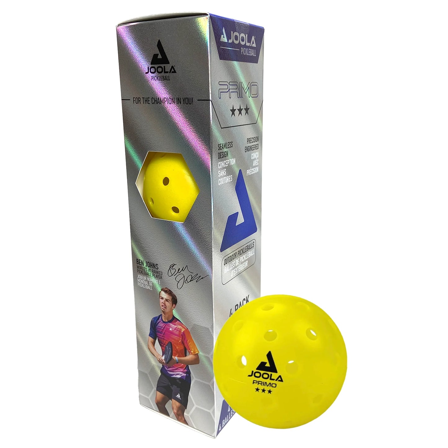 JOOLA Primo Balle de Pickleball (Paquet de 4) - Jaune