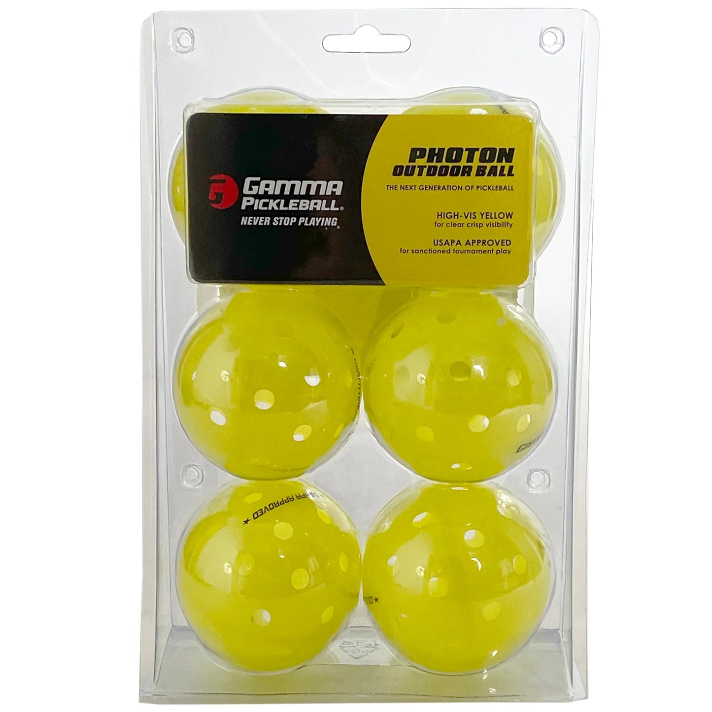 Balles d'extérieur Gamma Photon (paquet de 6) Jaune