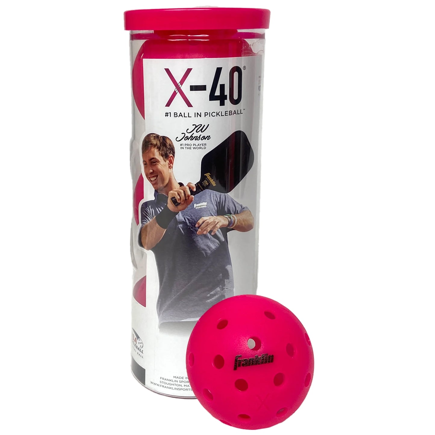 Franklin Pickleball X-40 Outdoor (Pkg of 3) - Pink - Tenniszon
