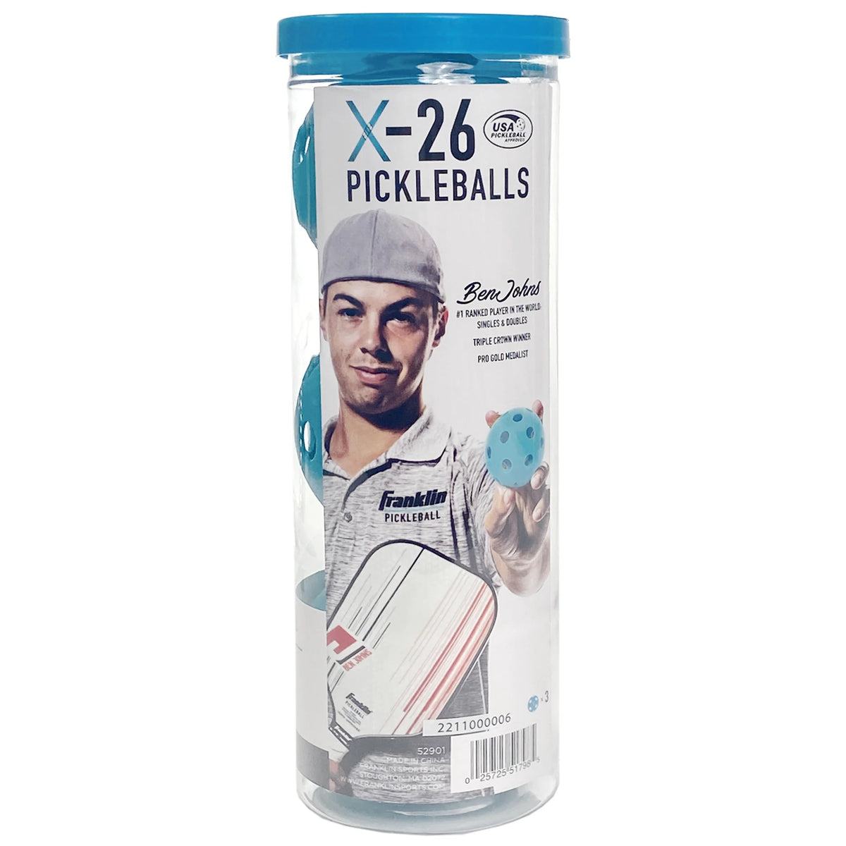 Franklin Pickleball X-26 Indoor (Pkg of 3) - Blue - Tenniszon