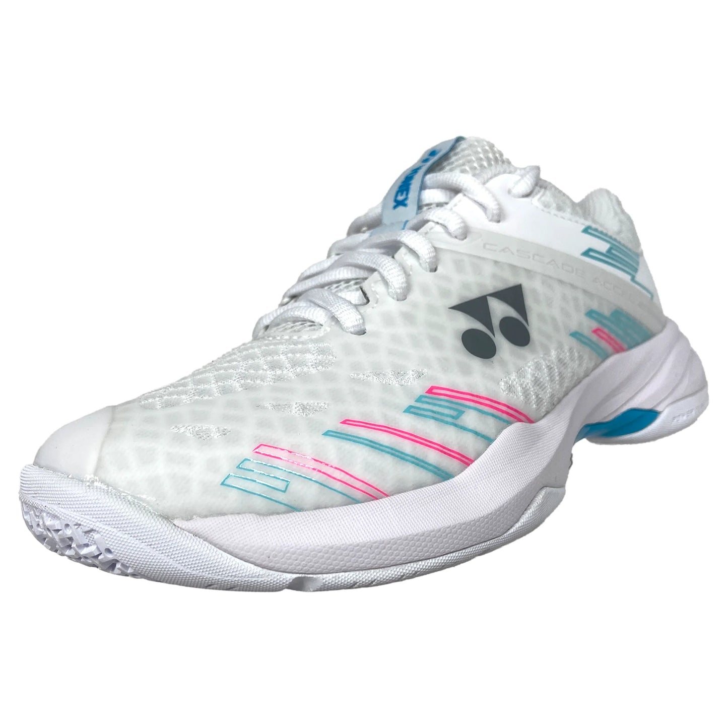Yonex Power Cushion Accel WIDE Indoor Femme Blanc/Bleu Argent