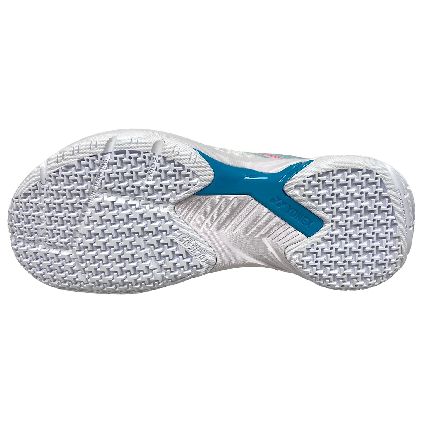 Yonex Power Cushion Accel WIDE Indoor Femme Blanc/Bleu Argent