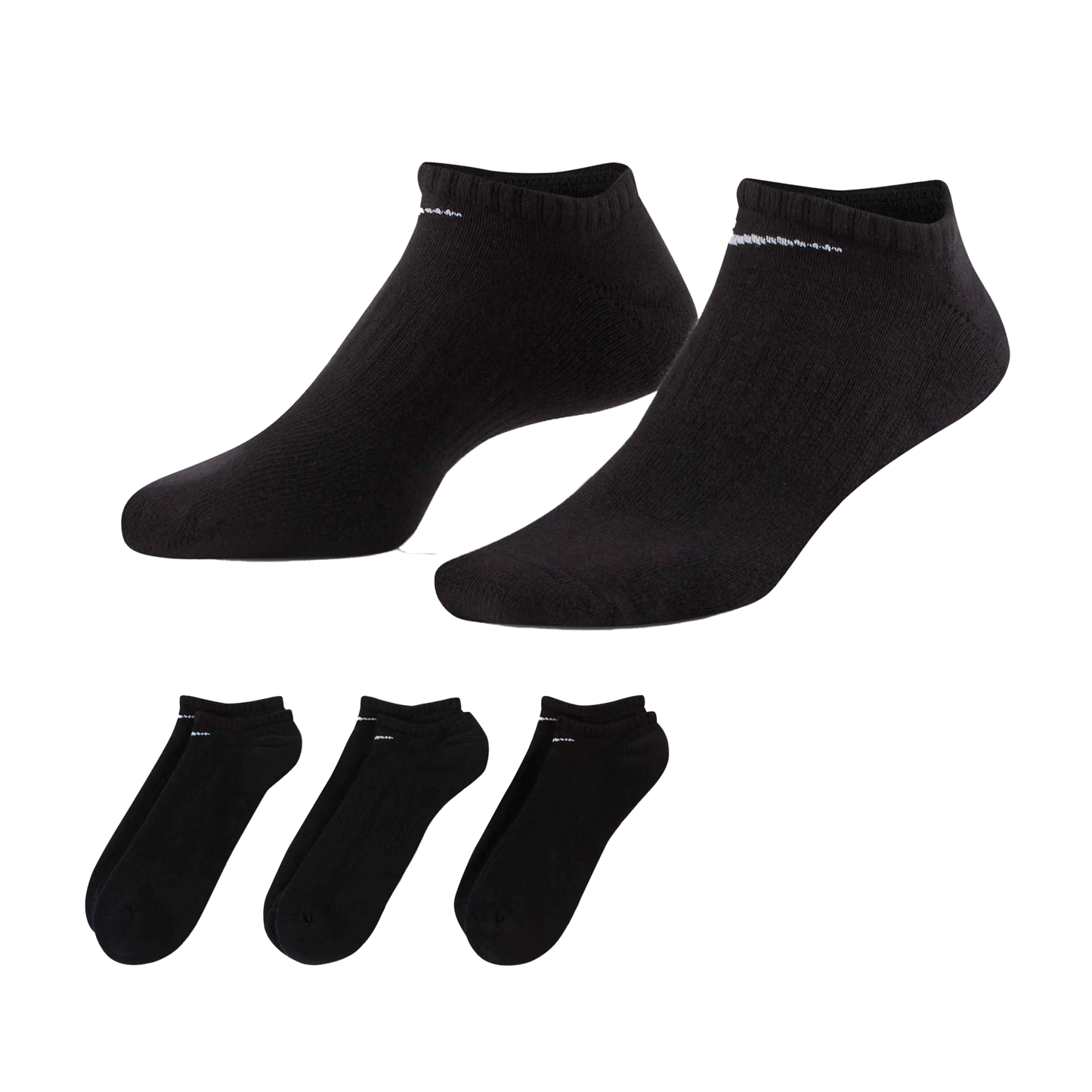 Nike bas d'entraînement Everyday Cushioned No-Show SX7673-010 (3 paires) Noir