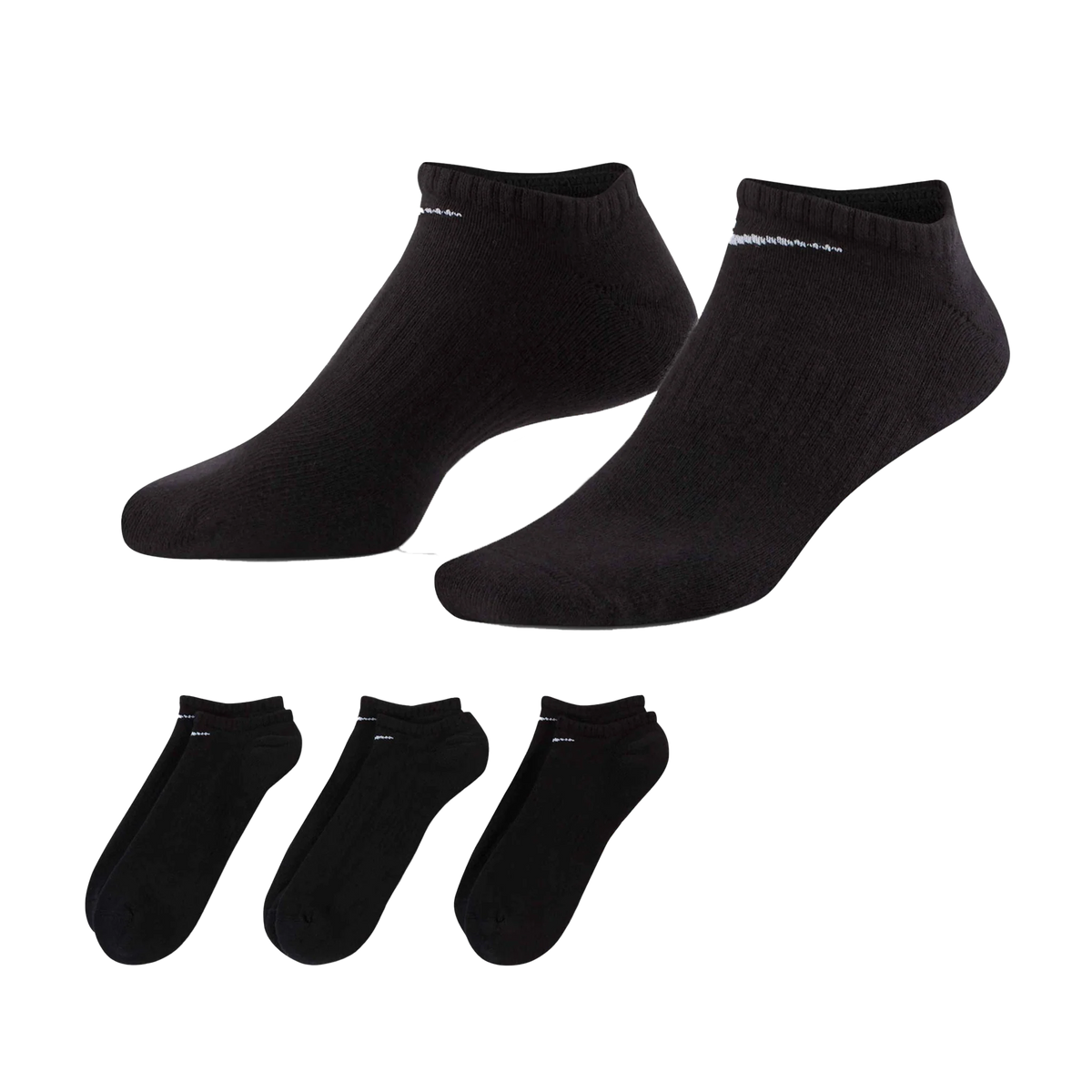 Nike Everyday Cushioned Training No-Show Socks SX7673-010 (3 Pairs) Black
