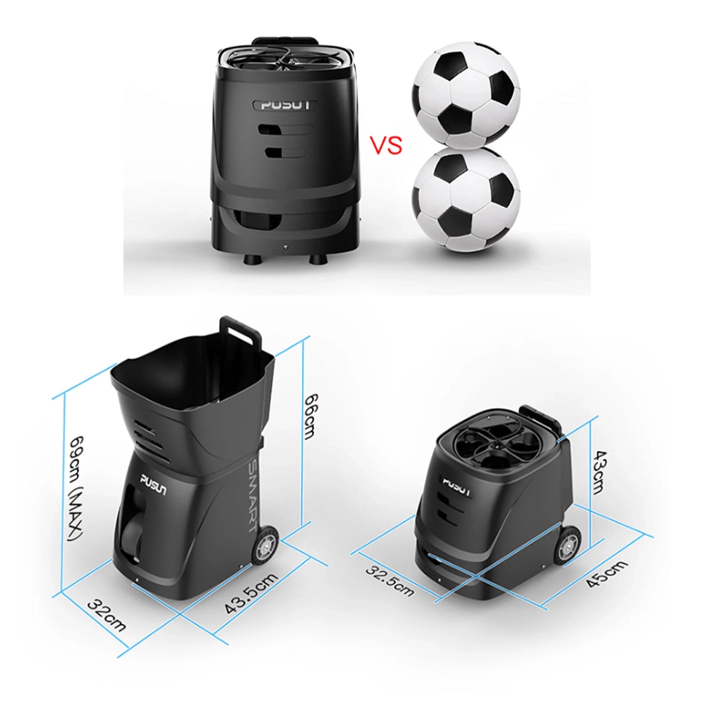 Pusun PP-SMART lance-balles portatif pour Pickleball - Noir