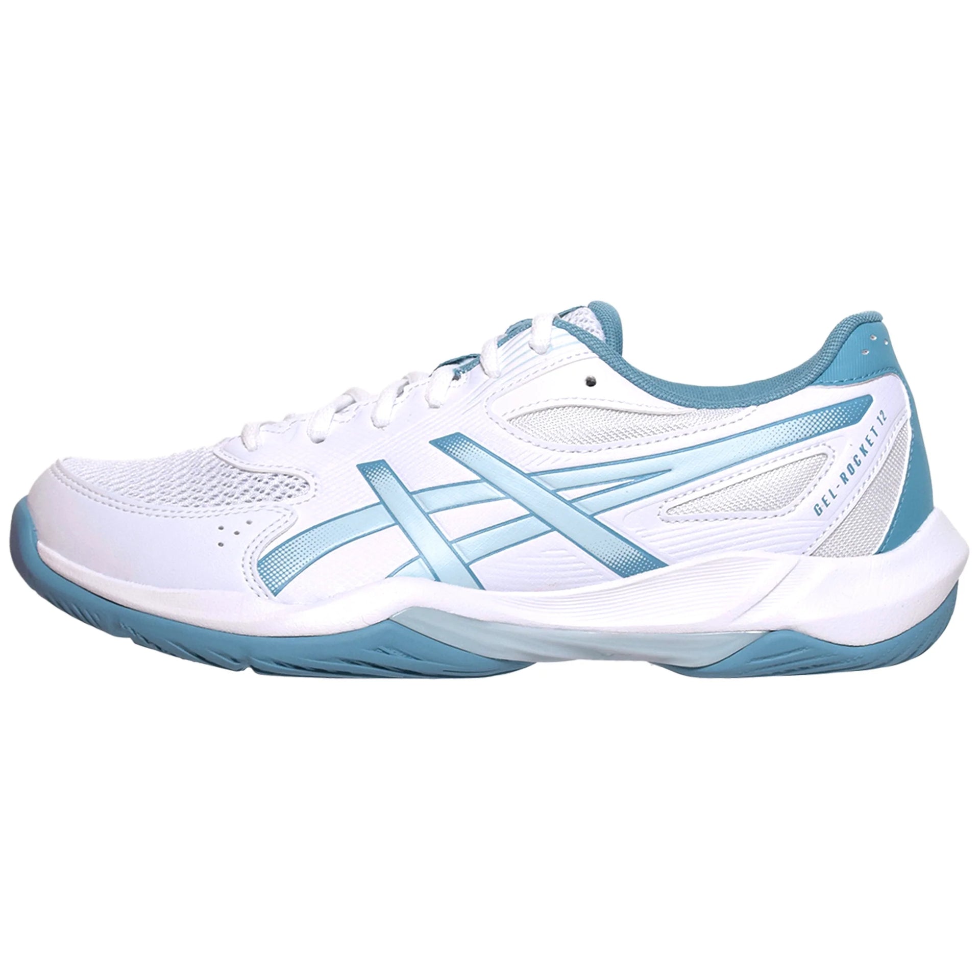 ASICS GEL-ROCKET 12 ホワイト ブルー Asics Gel-Rocket 12 WIDE (2E) Men's Indoor 1071A115-103