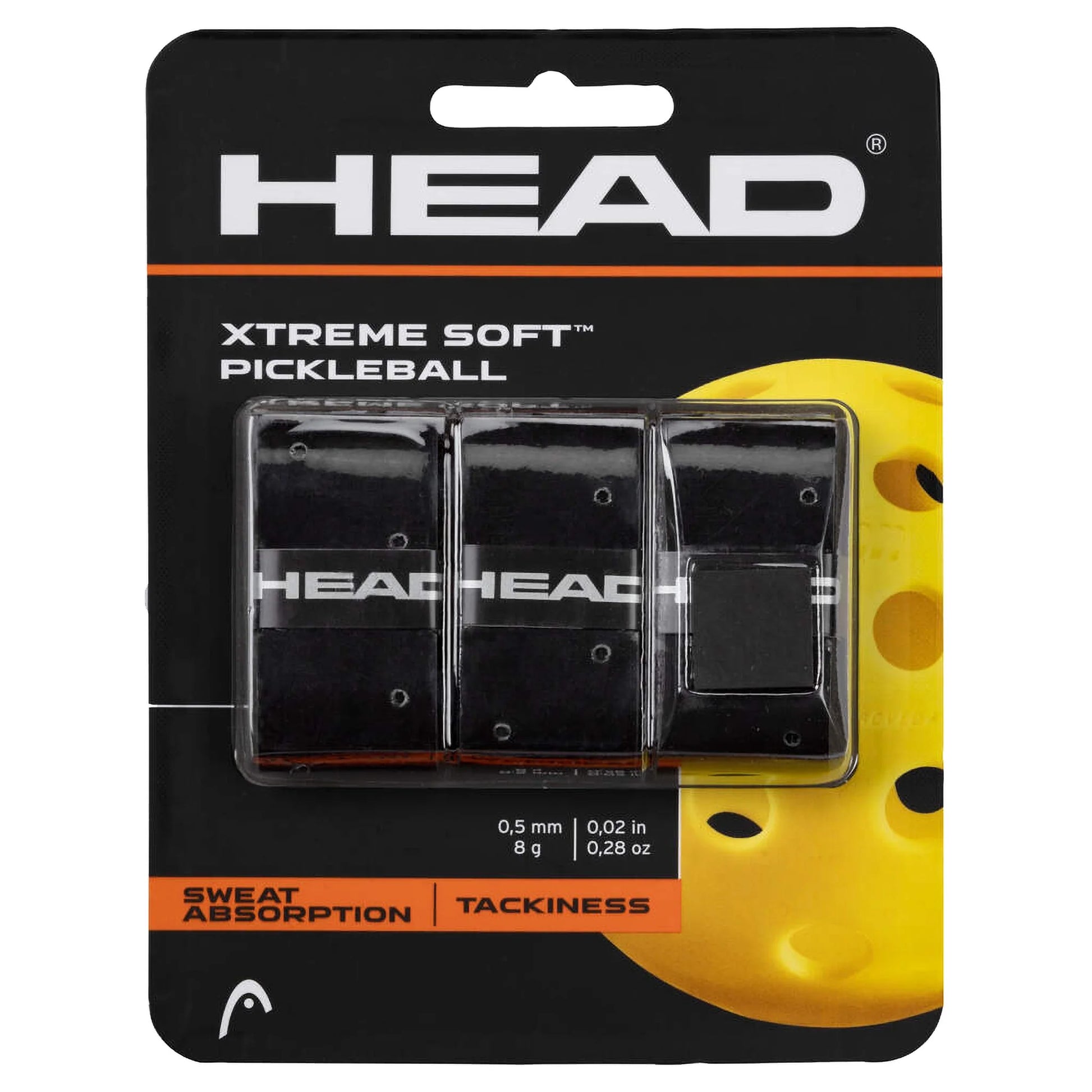 Head Xtreme Soft Pickleball Overgrip (Pack of 3) Black - Tenniszon