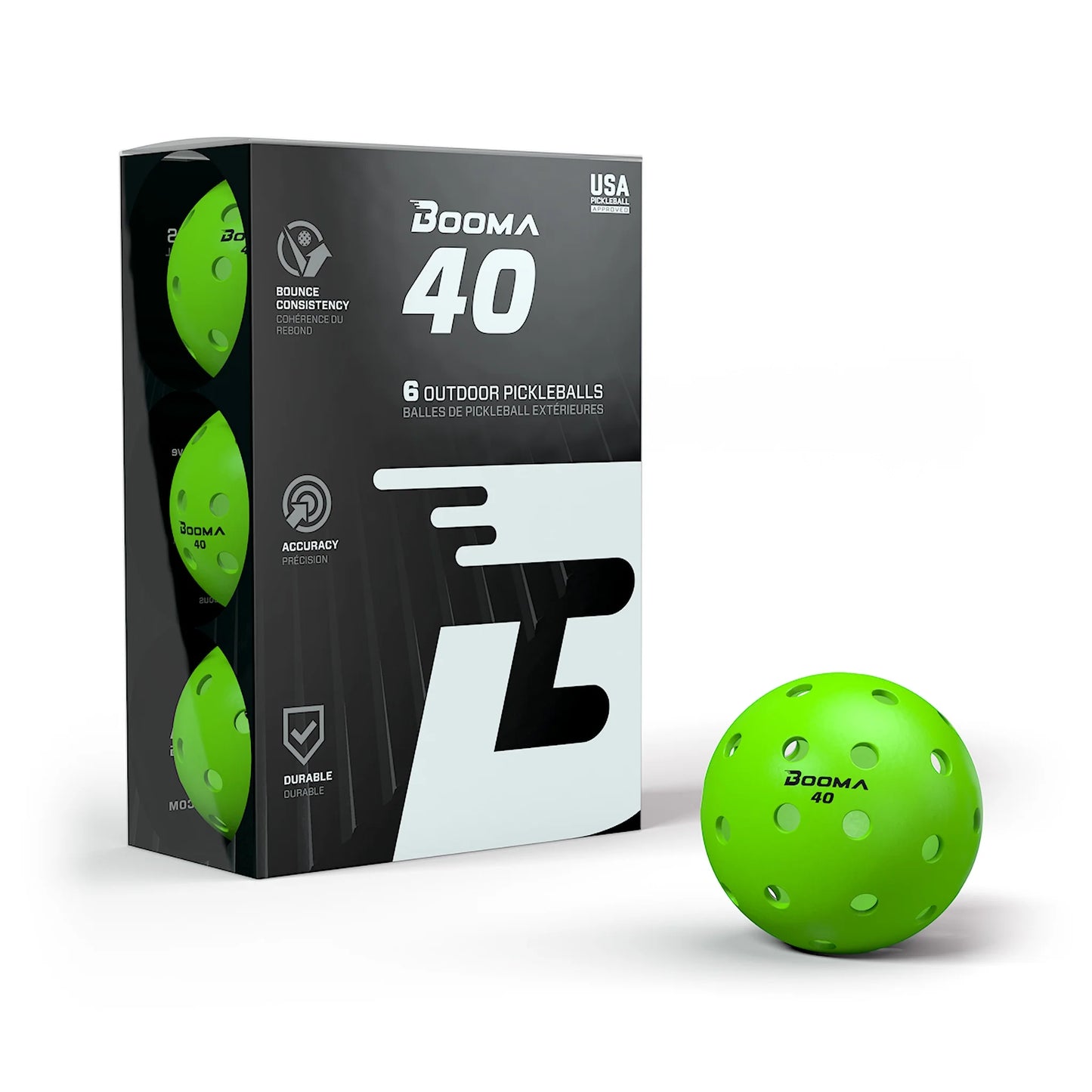 Booma 40 Balles de pickleball extérieures vertes (6)