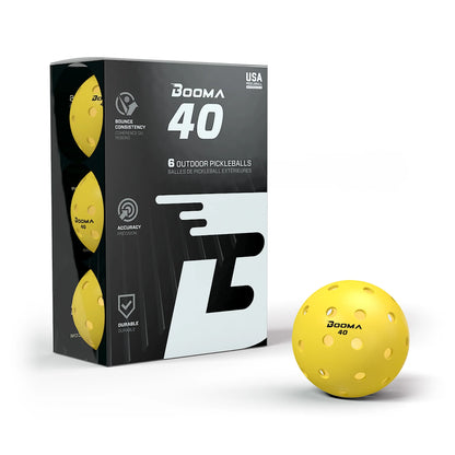 Booma 40 Balles de pickleball extérieures jaunes (6)