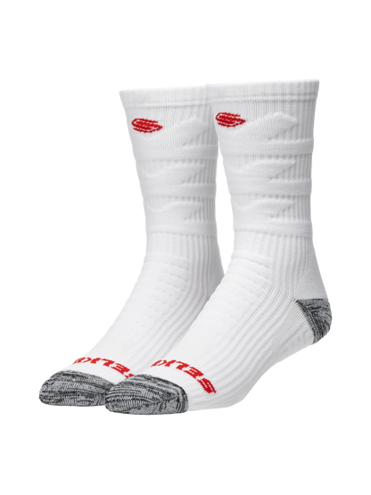 Chaussettes de pickleball Selkirk Courtlock Crew - Blanc craie/Rouge