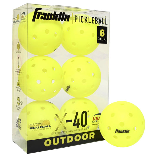 Franklin Pickleball X-40 Outdoor (Pkg of 6) - Optic Yellow