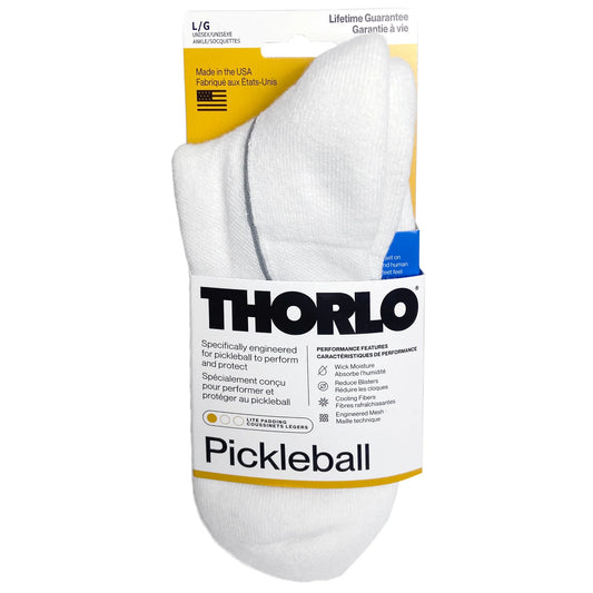 Thorlo Light Cushion Ankle Pickleball Socks White (PBMU01-WH)