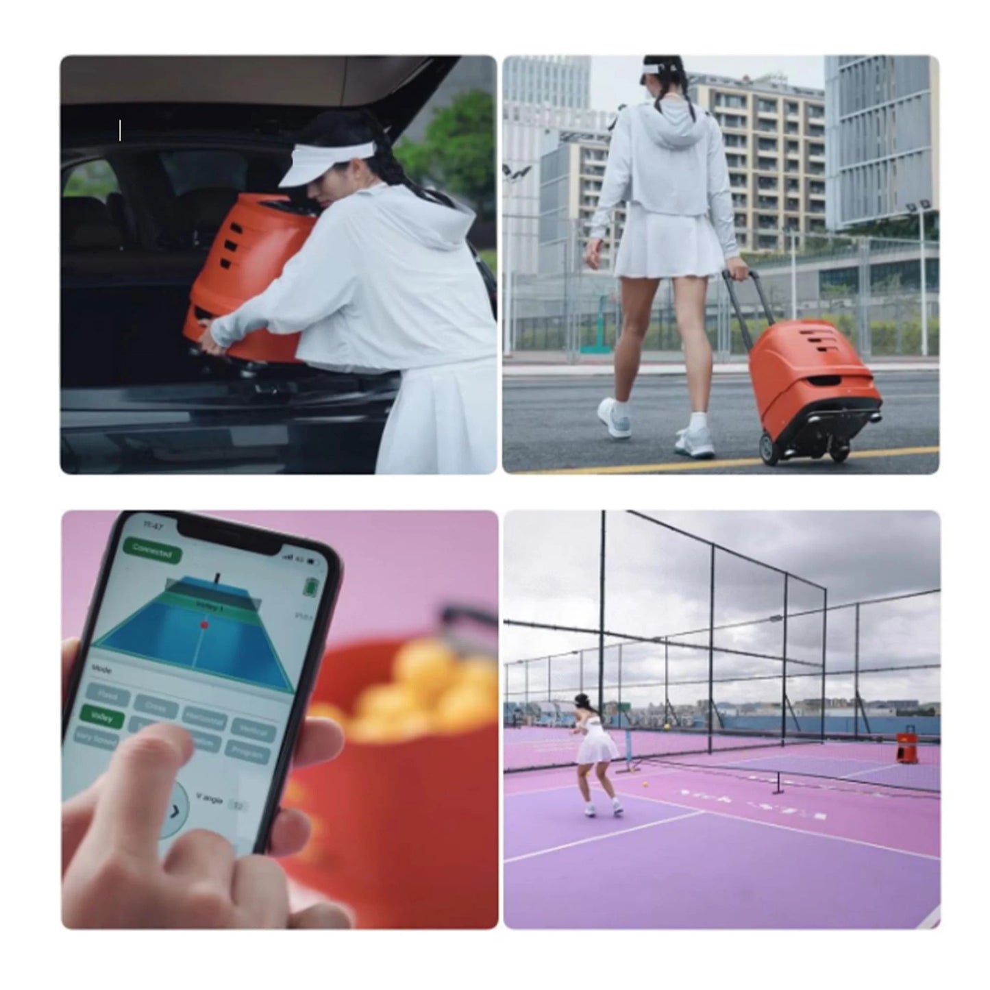 Pusun PP-SMART lance-balles portatif pour Pickleball - Rouge